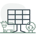 Panneau solaire avec vache et mouton